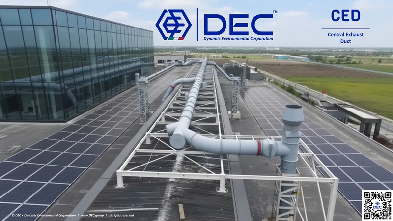 Central Exhaust Duct, Solvent Laden Air, SLA, VOC abatement, volatile organic compounds, industrial ventilation, air pollution control, exhaust ducting, emission control, environmental compliance, industrial exhaust, air treatment system, RTO, regenerative thermal oxidizer, activated carbon, solvent recovery, air purification, industrial air quality, exhaust system design, CED, DEC.CED, DEC, Dynamic Environmental Corporation (DEC), DEC IMPIANTI, DEC HOLDING, DEC SERVICE, DEC ENGINEERING, DEC AUTOMATION, DEC LAB, DEC ANALYTICS, DEC Group