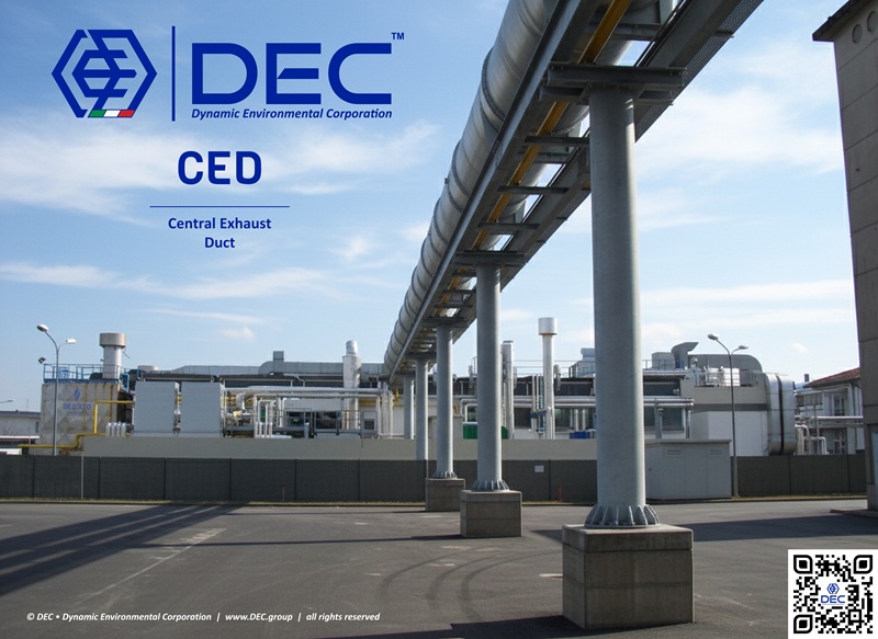 Central Exhaust Duct, Solvent Laden Air, SLA, VOC abatement, volatile organic compounds, industrial ventilation, air pollution control, exhaust ducting, emission control, environmental compliance, industrial exhaust, air treatment system, RTO, regenerative thermal oxidizer, activated carbon, solvent recovery, air purification, industrial air quality, exhaust system design, CED, DEC.CED, DEC, Dynamic Environmental Corporation (DEC), DEC IMPIANTI, DEC HOLDING, DEC SERVICE, DEC ENGINEERING, DEC AUTOMATION, DEC LAB, DEC ANALYTICS, DEC Group