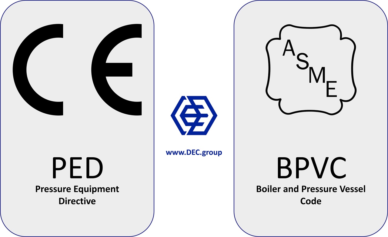 PED and ASME certified pressure equipment manufactured by DEC