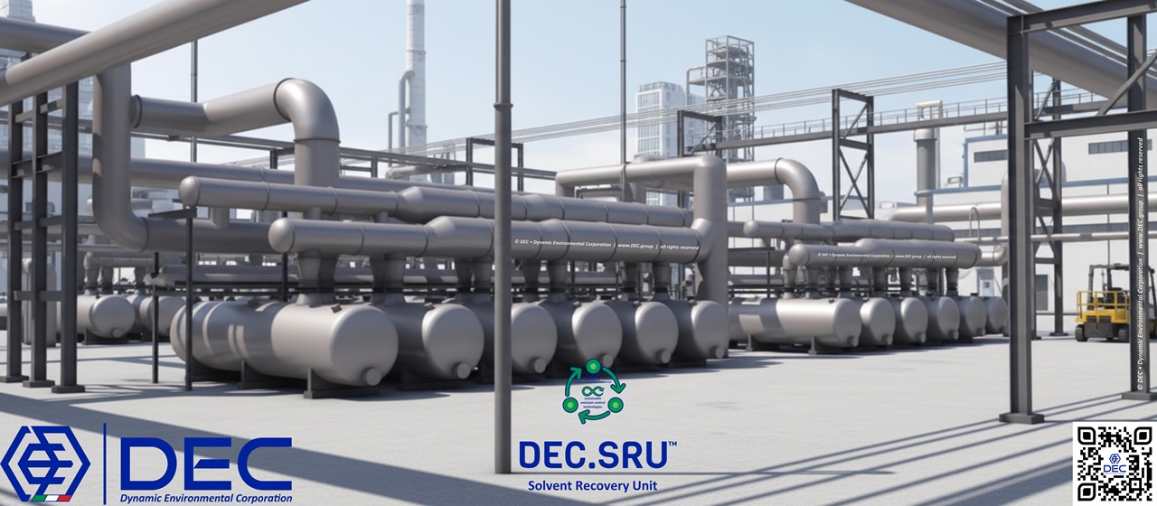 SRU Solvent Recovery Unit - 3d rendering | DEC ENGINEERING, a Business Unit of DEC • Dynamic Environmental Corporation S.p.A. EPC (Engineering, Procurement, Construction), EPCI (Engineering, Procurement, Construction and Installation), Engineering Procurement Construction, Engineering Procurement Construction Installation, lean, on-time, cost-effective, cost-effective solutions, high-quality, services, proven track record, safety, excellence, procurement, contract management, project management, construction, site fabrication, erection, plant retrofitting, plant refurbishment, DEC, Dynamic Environmental Corporation (DEC), DEC IMPIANTI, DEC HOLDING, DEC SERVICE, DEC ENGINEERING, DEC AUTOMATION, DEC LAB, DEC ANALYTICS, DEC Group
