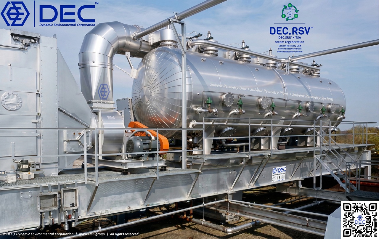 solvent recovery, Solvent Recovery Unit (SRU), Solvent Recovery Plant (SRP), Solvent Recovery System (SRS), solvent recycling, solvent reclamation, solvent recovery process, activated carbon solvent recovery, activated carbon, activated carbon adsorption system, impianto recupero solventi, sistema recupero solventi, unità recupero solventi, VOC recovery, VOC recovery process, VOC abatement, VOC emission control technology, VOC abatement systems, VOC recovery system, VOC recovery equipment, récupération des solvants, récupération des COV, Unité de Récupération des Solvants (URS), recuperación de disolventes, recuperação de solventes, lösemittelrückgewinnung, lösemitteln aus abluftströmen, abluft rückgewinnung anlage (ARA), industrial sustainable VOC control systems, air pollution, emission reduction, industrial emissions, air quality, VOC emission control, VOC abatement, pollution control, sustainable manufacturing, emission control technologies, VOC treatment, VOC capture, industrial hygiene, regulatory compliance, decarbonization, decarbonize, GHG, CO2, green technology, clean air solutions, pollution prevention, sustainable practices, energy efficiency, low emission systems, process optimization, environmental compliance, environmental impact, industrial ventilation, VOC management, sustainable engineering, eco-friendly solutions, adsorbent, adsorbent regeneration, nitrogen, steam, vacuum, VOC recovery, solvent purification, air purification, air filtration, industrial air pollution control, air pollution control, environmental sustainability, economic responsibility, environmental responsibility, social responsibility, green technology, circular economy, composti organici volatili (COV), volatile organic compounds (VOC), composés organiques volatils (COV), compuestos orgánicos volátiles (COV), compostos orgânicos voláteis (COV), flüchtigen organischen Verbindungen, Smart Modular System (SMS), Custom Built System (CBS), engineering, sustainable, innovation, Best Available Technique (BAT), BAT reference documents (BREF), Industrial Emissions Directive (IED), distillation, solvent distillation, activated carbon, adsorption, desorption, distillation, residual, oxygen, LEL monitoring, engineering, supply, turnkey, low carbon emissions, ultra low emission process (ULEP), green deal, carbon reduction, low carbon, carbon neutrality, near-zero emission (NZE), near zero, net zero, net-zero emissions, greenhouse gas mitigation, carbon footprint, carbon capture and storage (CCS), green house gas (GHG), CO2, chemical recycling, recycling, sustainability solutions, sustainability, reclaiming, carbon offset, circular economy, climate change, climate policy, climate action, environmental challenges, sustainable development, sustainability roadmap, solvent compatibility, efficiency, return of investment, ROI, cost, savings, cost reduction, Triple Bottom Line (TBL), Environmental Social Corporate Governance (ESG), DEC, Dynamic Environmental Corporation, DEC IMPIANTI, DEC HOLDING, DEC SERVICE, DEC ENGINEERING, DEC AUTOMATION, DEC LAB, DEC ANALYTICS, DEC Group