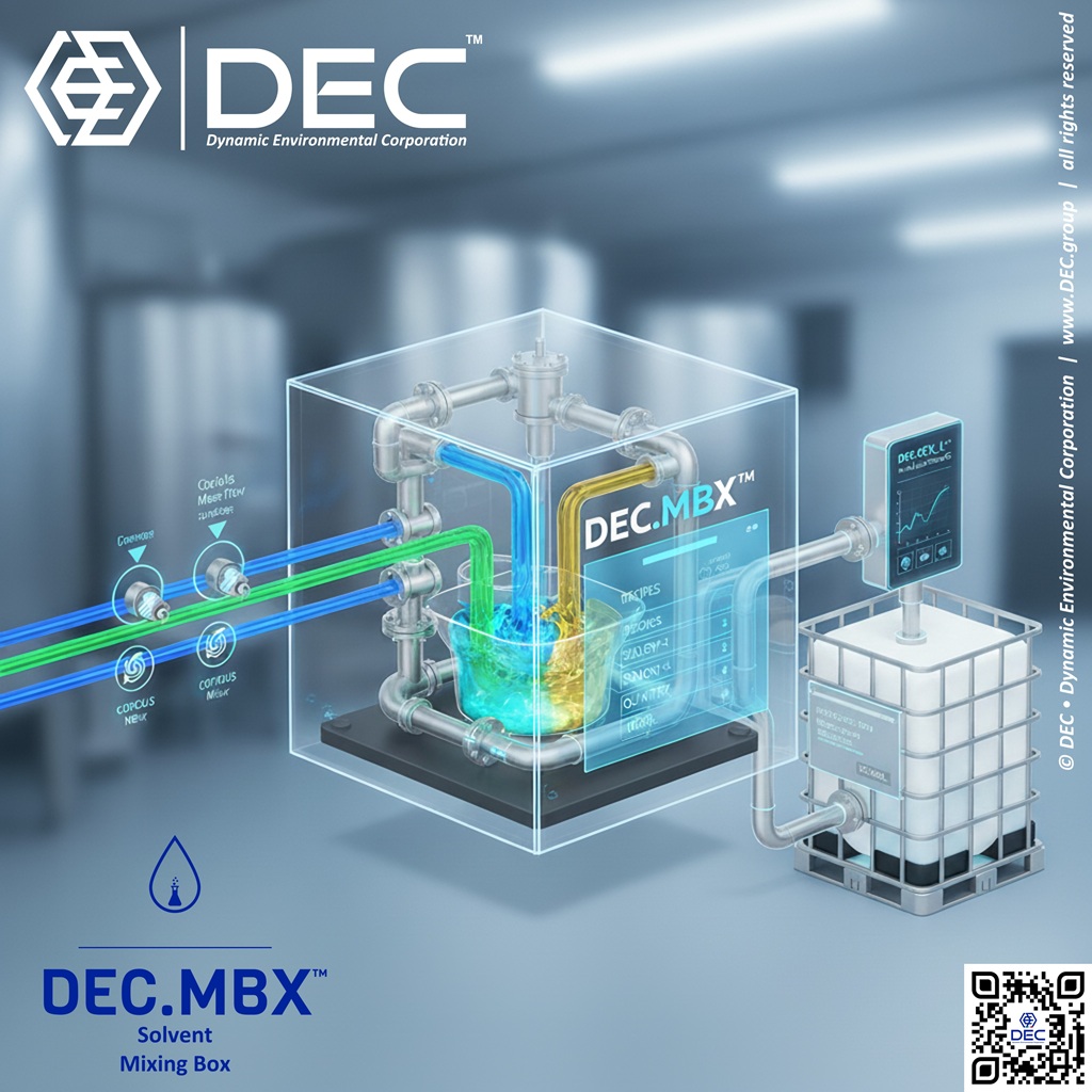 solvent mixing box, automated solvent mixing, solvent recovery, Coriolis mass flow meters, DEC-GCX_L, gas chromatography, industrial solvent handling, precise dosing, workplace safety, flammable solvent management, batch production, chemical manufacturing, pharmaceutical solvents, sustainable solvent processing, MBX, DEC.MBX, DEC, Dynamic Environmental Corporation (DEC), DEC IMPIANTI, DEC HOLDING, DEC SERVICE, DEC ENGINEERING, DEC AUTOMATION, DEC LAB, DEC ANALYTICS, DEC Group