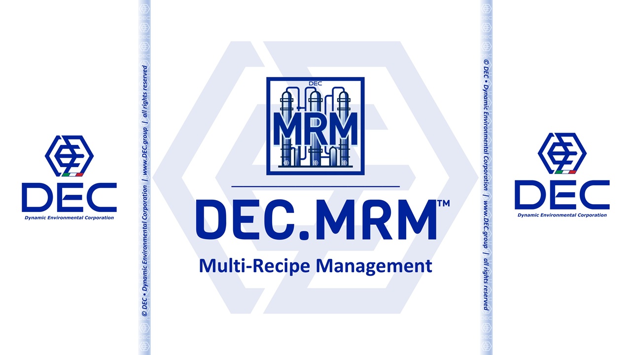 Multi-Recipe Management System • DEC.MRM™ | DEC • Dynamic Environmental Corporation DEC.MRM™ Multi-Recipe Management System brand logo