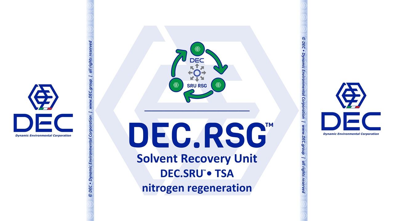 solvent recovery, solvent recovery unit (SRU), solvent recovery plant (SRP), solvent recovery system (SRS), activated carbon solvent recovery, active carbon solvent recovery plant, activated carbon adsorption with solvent recovery, Nitrogen regeneration, inert gas regeneration, N2 regeneration, TSA, thermal swing adsorption, steamless regeneration, dry regeneration, carbon bed regeneration, solvent desorption, impianto recupero solventi ad azoto, impianto recupero solventi, sistema recupero solventi, unità recupero solventi, récupération des solvants, récupération des COV, recuperación de disolventes, recuperação de solventes, lösemittelrückgewinnung, lösemitteln aus abluftströmen, solvent condensation, RSG, RSX, SRU, SRS, SRP, in situ, industrial sustainable VOC control systems, volatile organic compounds, VOC emission control, air pollution, emission reduction, environmental sustainability, industrial emissions, air quality, VOC abatement, pollution control, sustainable manufacturing, emission control technologies, VOC treatment, regulatory compliance, decarbonization, decarbonize, GHG, CO2, green technology, clean air solutions, pollution prevention, sustainable practices, energy efficiency, low emission systems, process optimization, environmental impact, industrial ventilation, VOC management, sustainable engineering, eco-friendly solutions, adsorbent, activated carbon, Nitrogen, N2, inert gas, steam, vacuum, VOC recovery, air purification, air filtration, industrial air pollution control, composti organici volatili (COV), volatile organic compounds (VOC), composés organiques volatils (COV), compuestos orgánicos volátiles (COV), compostos orgânicos voláteis (COV), flüchtigen organischen Verbindungen (FOV), environmental sustainability, economic responsibility, environmental responsibility, social responsibility, green technology, circular economy, thermal oxidation, distillation, LEL monitoring, Flexible packaging, Engineering, Supply, Turnkey, Sustainable, Innovation, DEC, Dynamic Environmental Corporation (DEC), DEC IMPIANTI, DEC HOLDING, DEC SERVICE, DEC ENGINEERING, DEC AUTOMATION, DEC LAB, DEC ANALYTICS, DEC Group