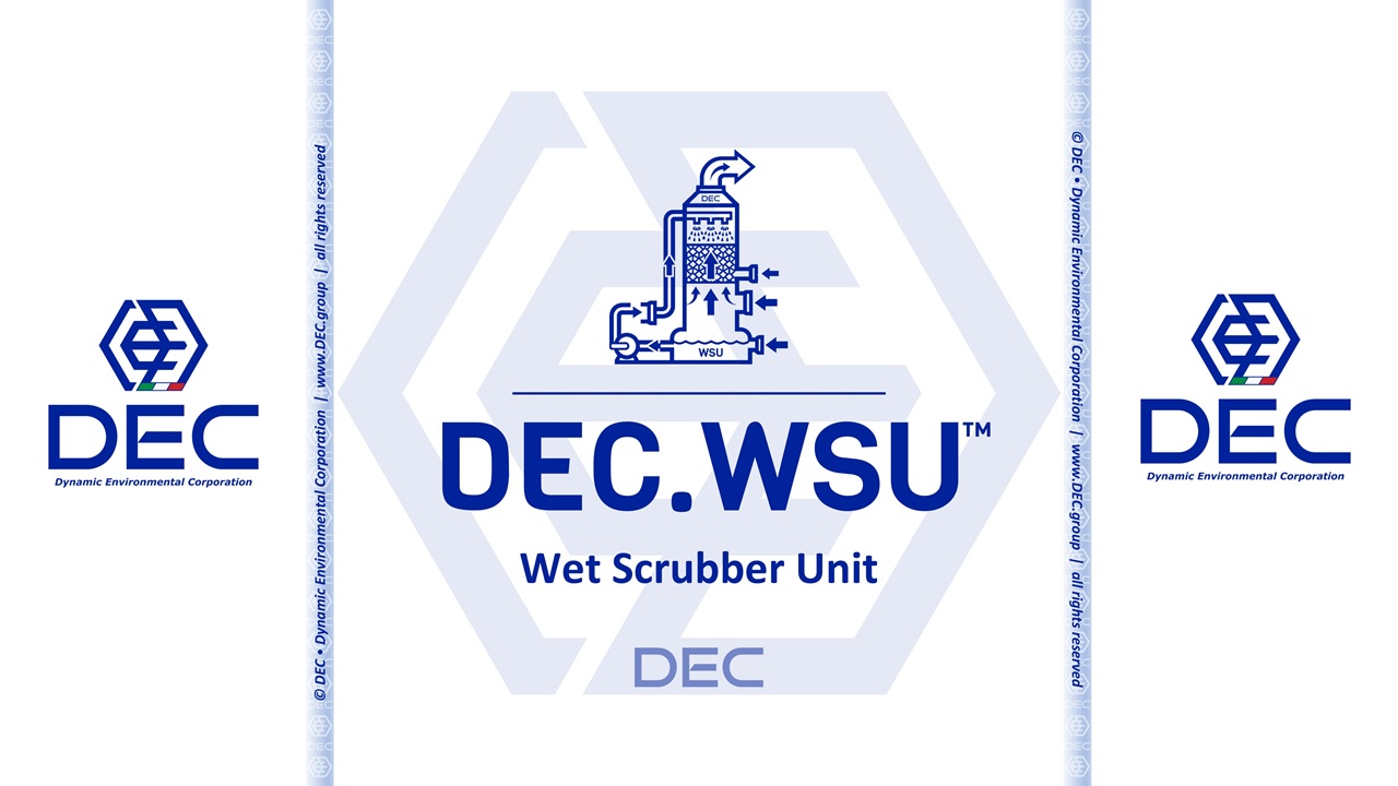 wet scrubber, gas stream, particulate matter, adsorbent, gaseous pollutants, venturi scrubber, spray chamber, cyclonic spray scrubber, packed bed scrubber, ejector venturi scrubber, air pollution control, dust removal, SO2 removal, acidic gases, scrubber configurations, DEC.WSU, WSU, DEC, Dynamic Environmental Corporation, DEC IMPIANTI, DEC HOLDING, DEC SERVICE, DEC ENGINEERING, DEC AUTOMATION, DEC LAB, DEC ANALYTICS, DEC Group